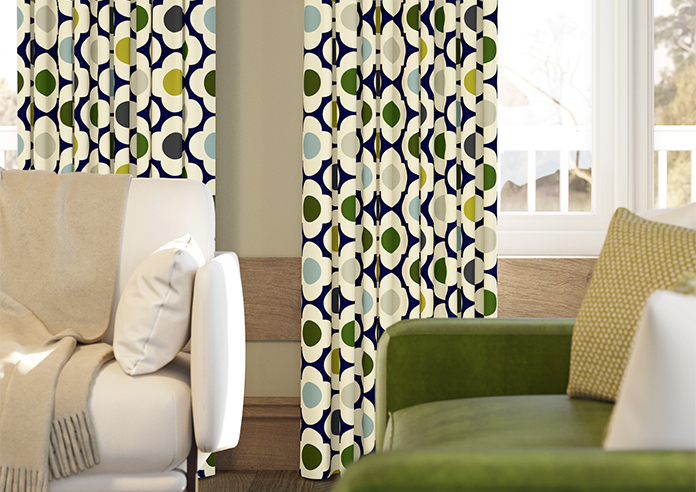 Orla Kiely Spot Flower, Blue Multi - Made to Measure Curtains - Image 5